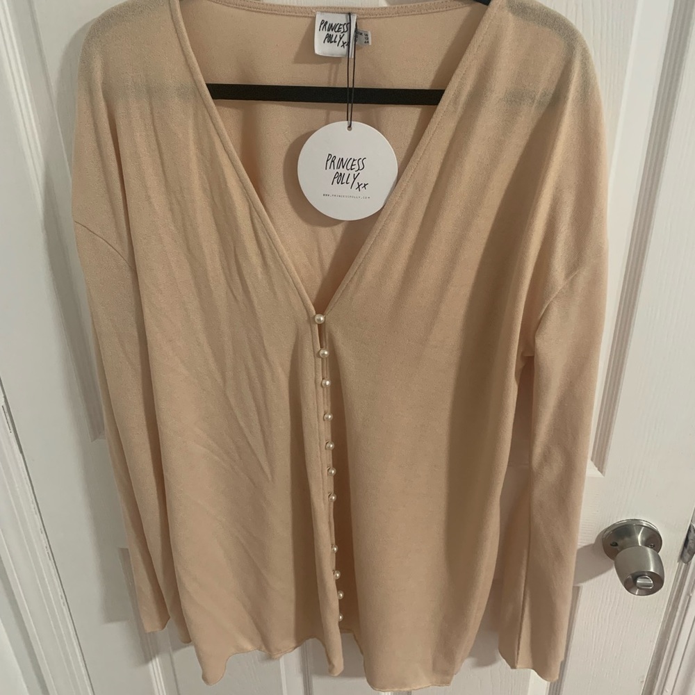 Princess Polly Macy Cardigan in the Color Beige size US 12/UK 16